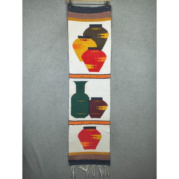 Vintage Southwest Table Runner Textile Pottery Native American Mexican Handmade - Picture 2 of 8